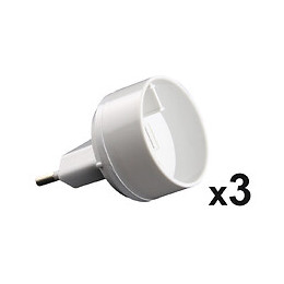 Lot De 3 Adaptateurs M Euro / F Usa Blanc