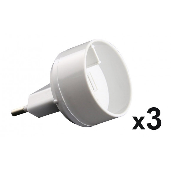 Lot De 3 Adaptateurs M Euro / F Usa Blanc