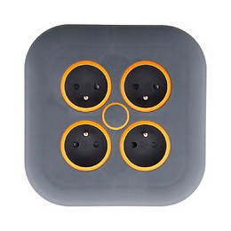 Enrouleur Domestique 4 Prises 2p+t 16a + Coupe-circuit - Gris/orange - Zenitech