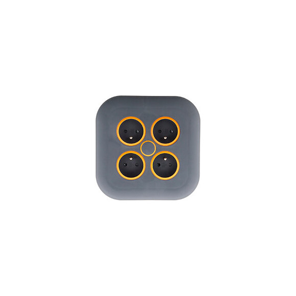 Enrouleur Domestique 4 Prises 2p+t 16a + Coupe-circuit - Gris/orange - Zenitech