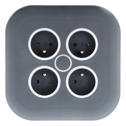 Enrouleur Domestique 4 Prises 2p+t 16a + Coupe-circuit - Gris/blanc - Zenitech