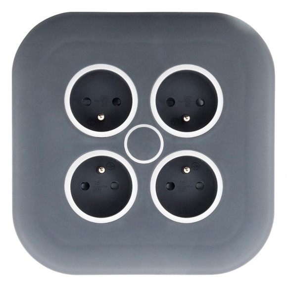 Enrouleur Domestique 4 Prises 2p+t 16a + Coupe-circuit - Gris/blanc - Zenitech