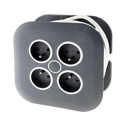 Enrouleur Domestique 4 Prises 2p+t 16a + Coupe-circuit - Gris/blanc - Zenitech