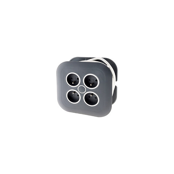 Enrouleur Domestique 4 Prises 2p+t 16a + Coupe-circuit - Gris/blanc - Zenitech