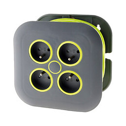 Enrouleur Domestique 4 Prises 2p+t 16a + Coupe-circuit - Gris/vert - Zenitech