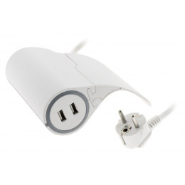 Multiprise Pour Canapé 1 Prise 2p+t 16a + 2 Usb Blanc
