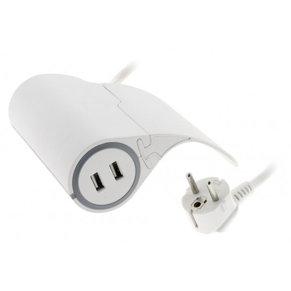 Multiprise Pour Canapé 1 Prise 2p+t 16a + 2 Usb Blanc