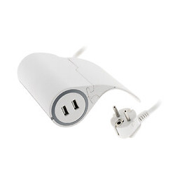 Multiprise Pour Canapé 1 Prise 2p+t 16a + 2 Usb Blanc