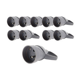 Lot De 10 Fiches Femelles Anneau -16a 2p + T - Noir