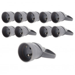 Lot De 10 Fiches Femelles Anneau -16a 2p + T - Noir