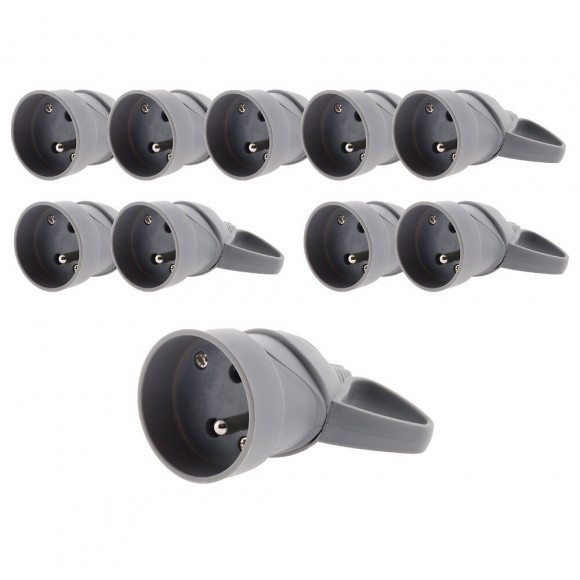 Lot De 10 Fiches Femelles Anneau -16a 2p + T - Noir