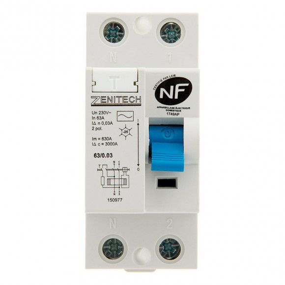 Interrupteur Différentiel 63/2 30ma Type Ac Nf - Zenitech