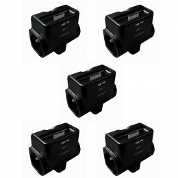 Lot De 5 Triplites 2x 16a + 1x6a Avec Chargeur 1 Prise Usb + Dock Iphone - Ipod - Noir Gloss
