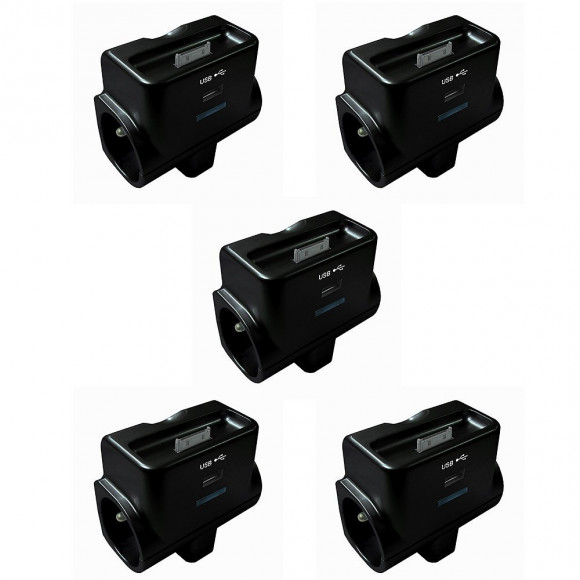 Lot De 5 Triplites 2x 16a + 1x6a Avec Chargeur 1 Prise Usb + Dock Iphone - Ipod - Noir Gloss