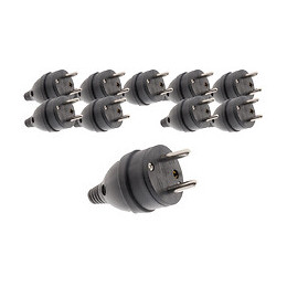 Lot De 10 Fiches Mâle Anneau -16a 2p + T - Noir