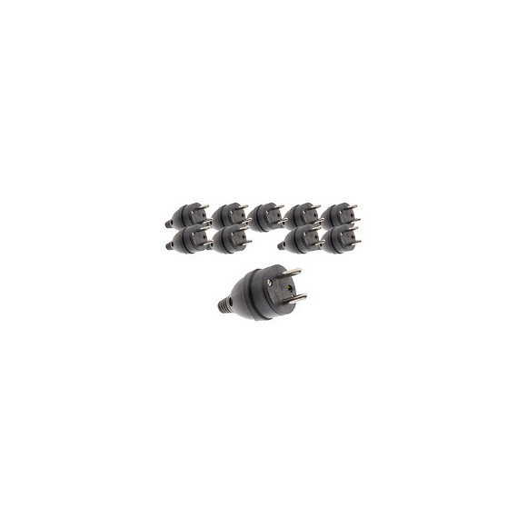 Lot De 10 Fiches Mâle Anneau -16a 2p + T - Noir