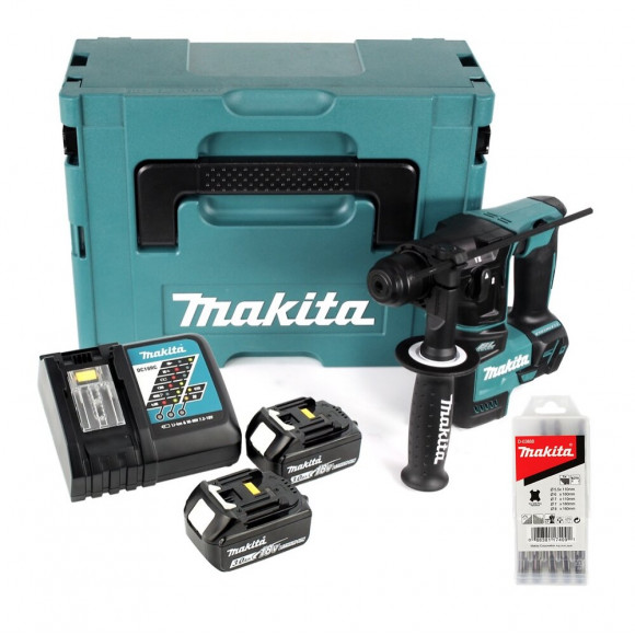 Makita Marteau Perforateur Sans Fil Dhr 171 Rfj 18 V À 2 Étages Sans Fil Sds Plus + 2x Batteries 3.0ah + Chargeur + Jeu De Fo