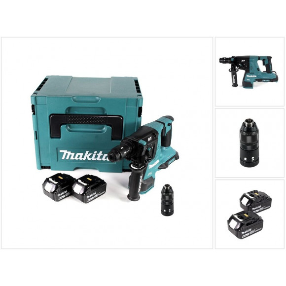 Makita Dhr 281 Gj Brushless Perforateur Burineur Sans Fil 28 Mm 2 X 18 V Pour Sds-plus + Mandrin Auto-serrant Interchangeable +