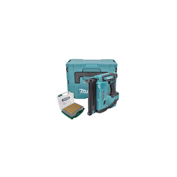 Makita Dbn 500 Zj Cloueur Pneumatique Sans Fil 15-50 Mm 90° 18 V + Clous Pour Cloueurs J-box 8000 Pièces  + Coffret Makpac - 
