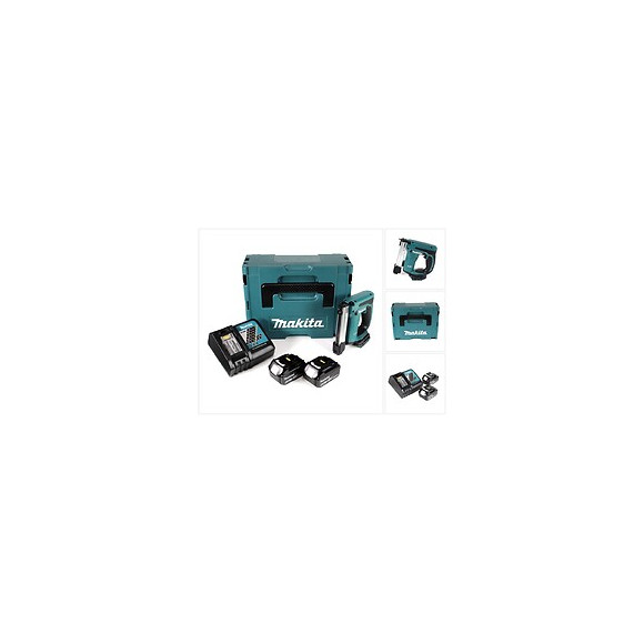Makita Dst 221 Rgj 18 V Li-ion Agrafeuse Sans Fil + 2x Batteries Li-ion Bl 1860 B 6,0 Ah + Chargeur Dc 18 Rc + Coffret De Trans