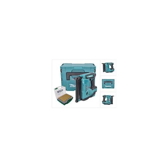 Makita Dbn 500 Zj Cloueur Pneumatique Sans Fil 15-50 Mm 90° 18 V + Clous Pour Cloueurs J-box 8000 Pièces  + Coffret Makpac - 