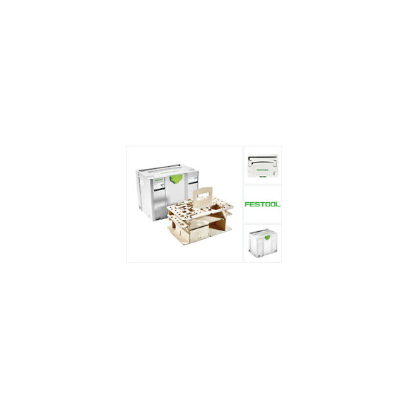 Festool Systainer Sys 4 T-loc Sys-hwz Box Coffret De Transport De Couleur Gris Clair Associable À Un Insert En Bois ( 497658 )