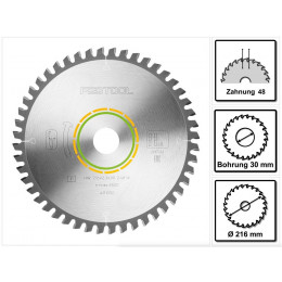 Festool W48 Lame De Scie Denture Fine ( 491050 ) 216 X 2,3 X 30 Pour Scie À Onglets Symmetric Sym 70