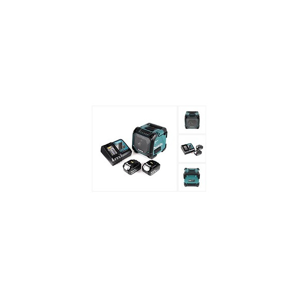 Makita Dmr 202 Rg Haut Parleur De Chantier Sans Fil 18v + Fonction Bluetooth + Connexion Aux + Port Usb + Ecran Lcd + 2x Batter