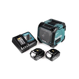 Makita Dmr 202 Rg Haut Parleur De Chantier Sans Fil 18v + Fonction Bluetooth + Connexion Aux + Port Usb + Ecran Lcd + 2x Batter