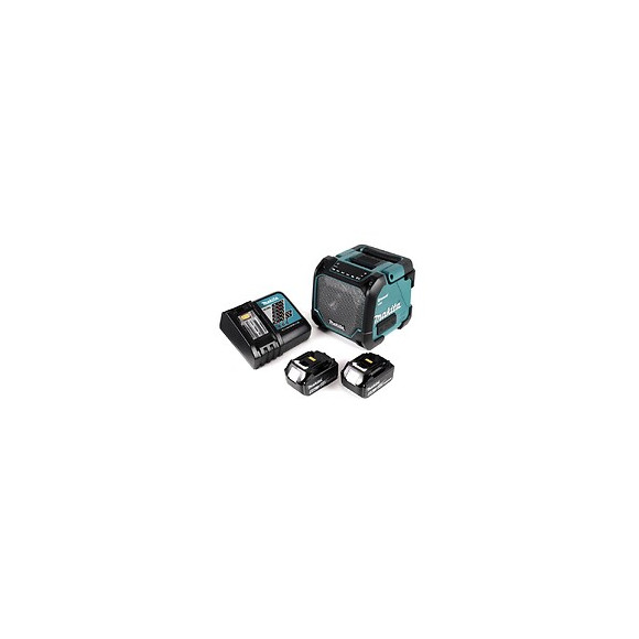 Makita Dmr 202 Rg Haut Parleur De Chantier Sans Fil 18v + Fonction Bluetooth + Connexion Aux + Port Usb + Ecran Lcd + 2x Batter