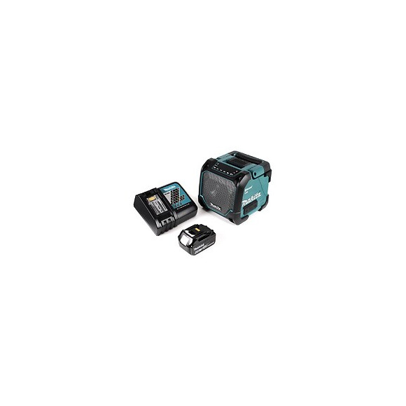 Makita Dmr 202 Rg1 Haut Parleur De Chantier Sans Fil 18v + Fonction Bluetooth + Connexion Aux + Port Usb + Ecran Lcd + 1x Batte