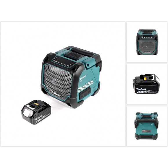 Makita Dmr 202 G1 Haut Parleur De Chantier Sans Fil 18v + Fonction Bluetooth + Connexion Aux + Port Usb + Ecran Lcd + 1x Batter
