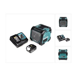 Makita Dmr 202 Rf1 Haut Parleur De Chantier Sans Fil 18v + Fonction Bluetooth + Connexion Aux + Port Usb + Ecran Lcd + 1x Batte