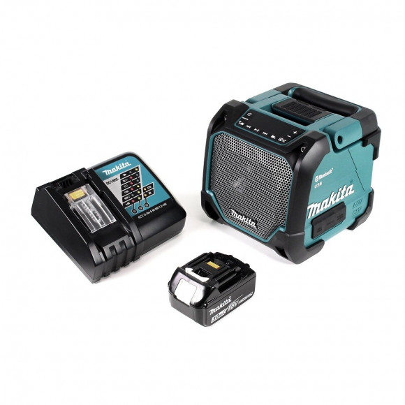 Makita Dmr 202 Rf1 Haut Parleur De Chantier Sans Fil 18v + Fonction Bluetooth + Connexion Aux + Port Usb + Ecran Lcd + 1x Batte