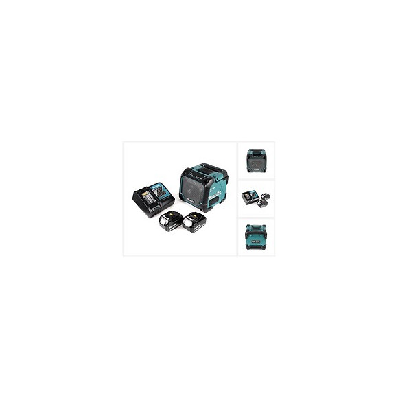 Makita Dmr 202 Rf Haut Parleur De Chantier Sans Fil 18v + Fonction Bluetooth + Connexion Aux + Port Usb + Ecran Lcd + 2x Batter