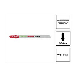 Festool Hs 75/3 Bi/5 Plastics Solid Materials Lame De Scie Sauteuse En Acier Bi-métal - 5 Pièces ( 204336 ) Pour Matériaux R