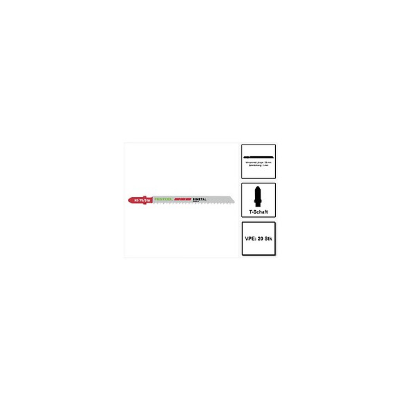 Festool Hs 75/3 Bi/20 Plastics Solid Materials Lame De Scie Sauteuse - 20 Pièces. ( 4x 204336 )