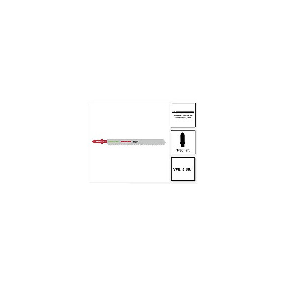Festool Hm 90 / 3,3 / 5 Lames De Scie Sauteuse En Stratifié, Plastifiée - 5 Pièces (204269) Pour Panneaux Liés À La Résin