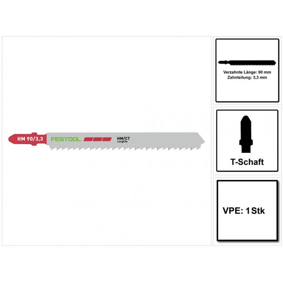 Festool Hm 90/3,3/1 Lame De Scie Sauteuse 1x ( 204269 ) Pour Laminate- Et Panneaux Mélaminés À La Résine