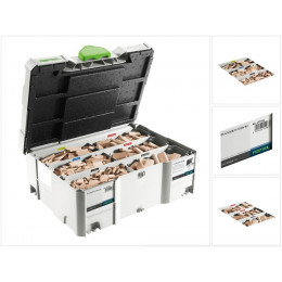 Festool Assortiment De Domino En Hêtre Ds 4/5/6/8/10 1060x Bu ( 498899 ) Avec Dominos Fraises Et Des Dominos Chevilles En Coff