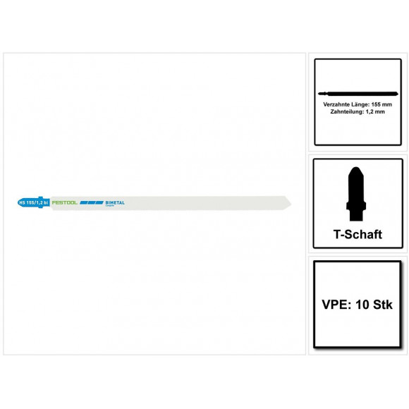 Festool Hs 155/1,2 Bi/10 Lot De 10 Lames De Scie Sauteuse En Métal (2 X 204337) Moule En Métal Ondulé Pour Matériaux Sandwi