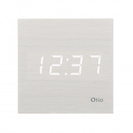 Thermomètre Cube Finition Effet Bois Blanc Cérusé - Otio