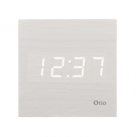Thermomètre Cube Finition Effet Bois Blanc Cérusé - Otio