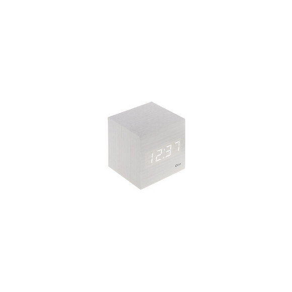 Thermomètre Cube Finition Effet Bois Blanc Cérusé - Otio