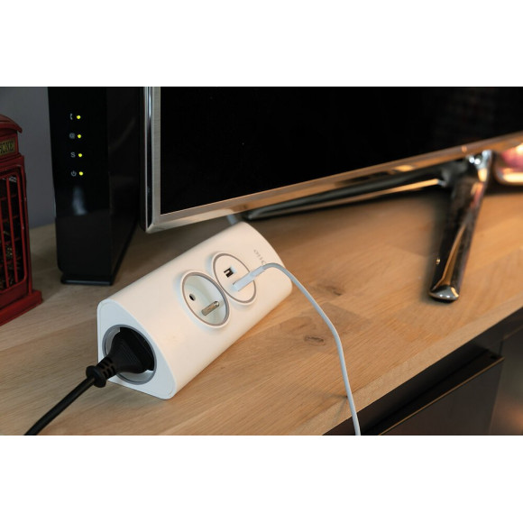 Multiprise D'angle 2p 16a + 2 Usb À Câbler - Otio