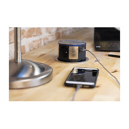 Bloc Multiprise Encastrable Compact Led 3 Prises 16a 2p+t & 2x Usb - Finition Inox - Otio