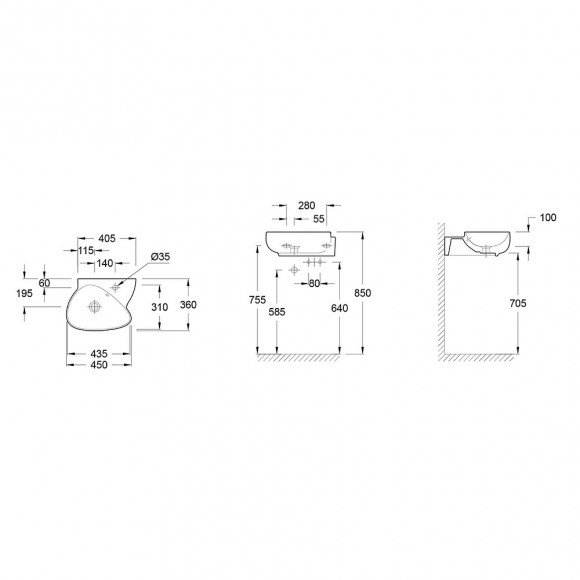 Ensemble Meuble Et Lave-main Nouvelle Vague 1 Porte Ouverture À Gauche, Blanc, 45