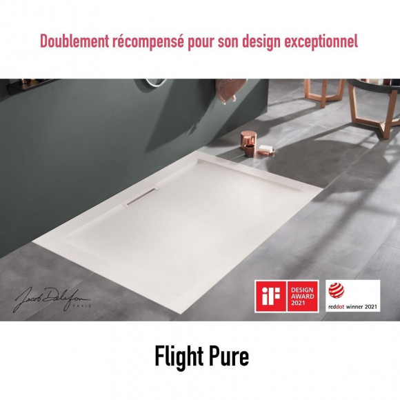 Receveur À Encastrer Ou À Poser Flight Pure Blanc, 90 X 90, Adherence Faible / Pn6