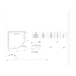 Receveur 1/4 De Rond Flight Pure À Encastrer Ou À Poser, Blanc, 90 X 90, Adherence Forte / Classe C / Pn24