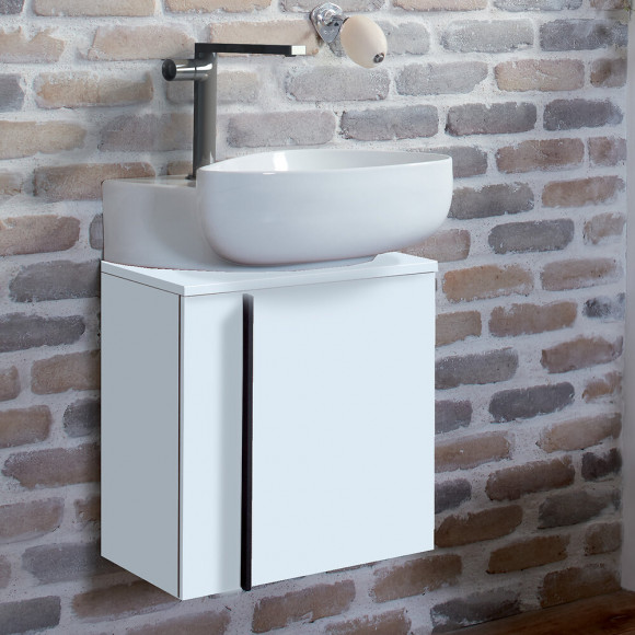 Ensemble Meuble Et Lave-main Nouvelle Vague 1 Porte Ouverture À Droite, Blanc